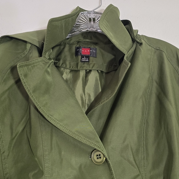 Gallery Trench Coat Outdoor Women L Green Jacket Removable Hood Button Pockets - Picture 9 of 16